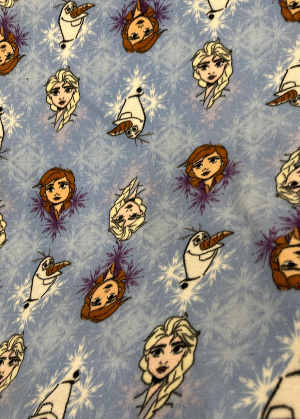 Disney Frozen Fleece Fabric by the Yard, Elsa Anna Olaf Snowflake Print, Blue, 58 Inch Wide