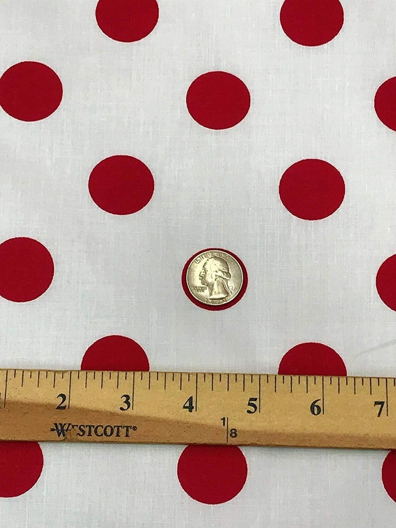 1 Inch Polka Dot Poly Cotton Fabric Sold By The Yard.