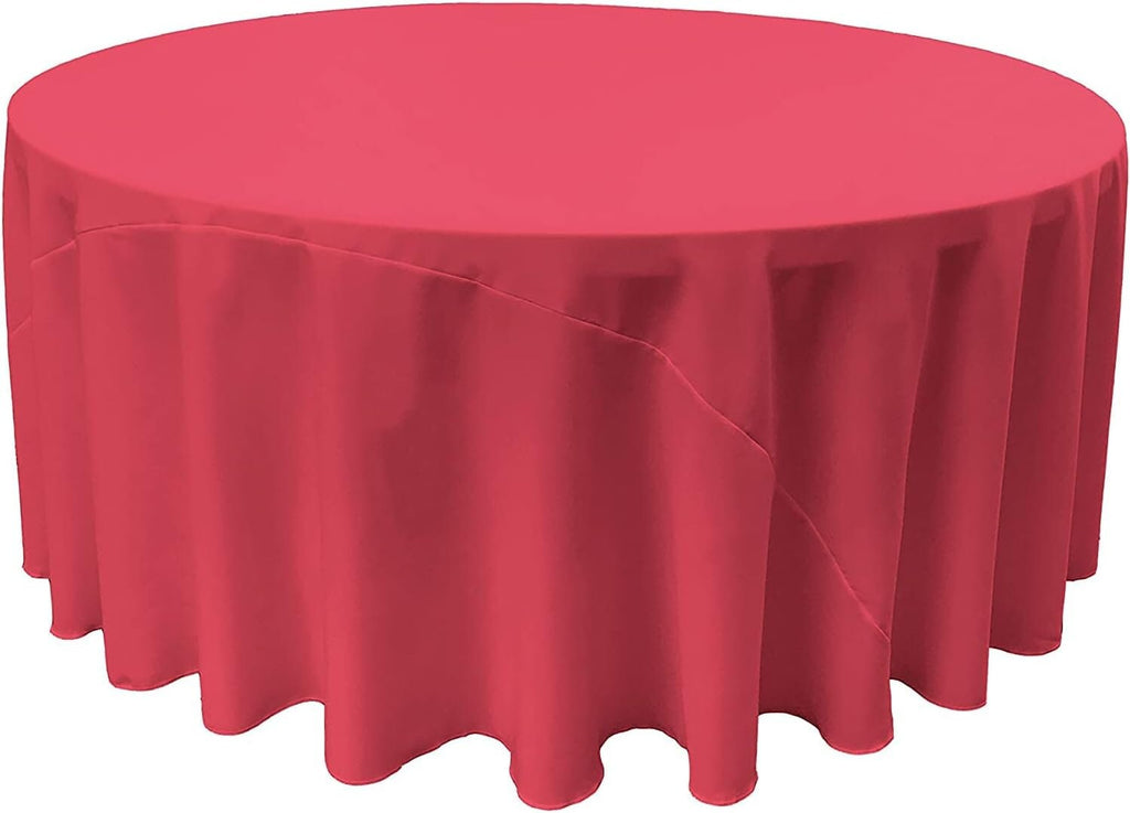 FUCHSIA - Polyester Poplin Washable Round Tablecloth, Stain Wrinkle Resistant Table Cover 120", Fabric Table Cloth Dinning, Kitchen, Party