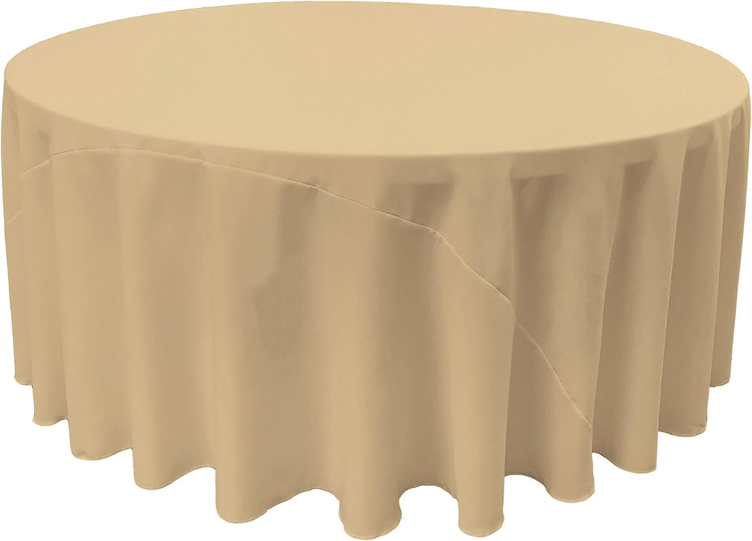 CHAMPAGNE - Polyester Poplin Washable Round Tablecloth, Stain Wrinkle Resistant Table Cover 120" Fabric Table Cloth Dinning, Kitchen, Party
