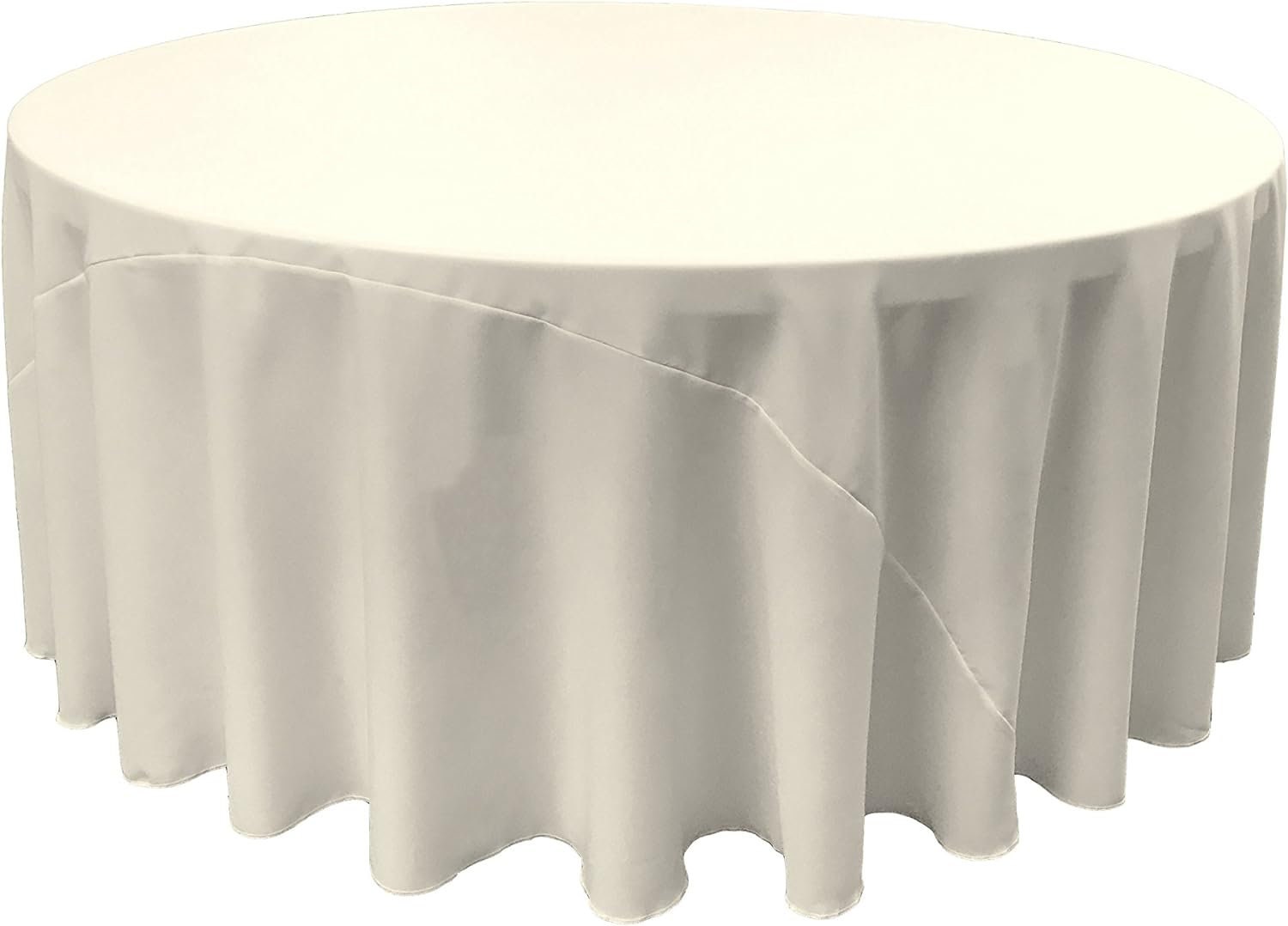 IVORY - Polyester Poplin Washable Round Tablecloth, Stain Wrinkle Resistant Table Cover 120", Fabric Table Cloth Dinning, Kitchen, Party