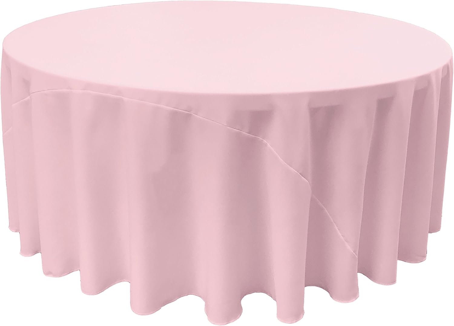 LT PINK - Polyester Poplin Washable Round Tablecloth, Stain Wrinkle Resistant Table Cover 120", Fabric Table Cloth Dinning, Kitchen, Party