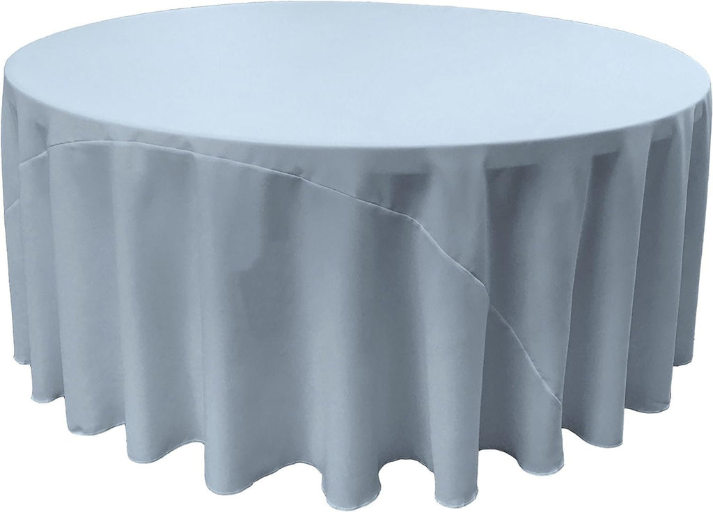 LT BLUE - Polyester Poplin Washable Round Tablecloth, Stain Wrinkle Resistant Table Cover 120", Fabric Table Cloth Dinning, Kitchen, Party