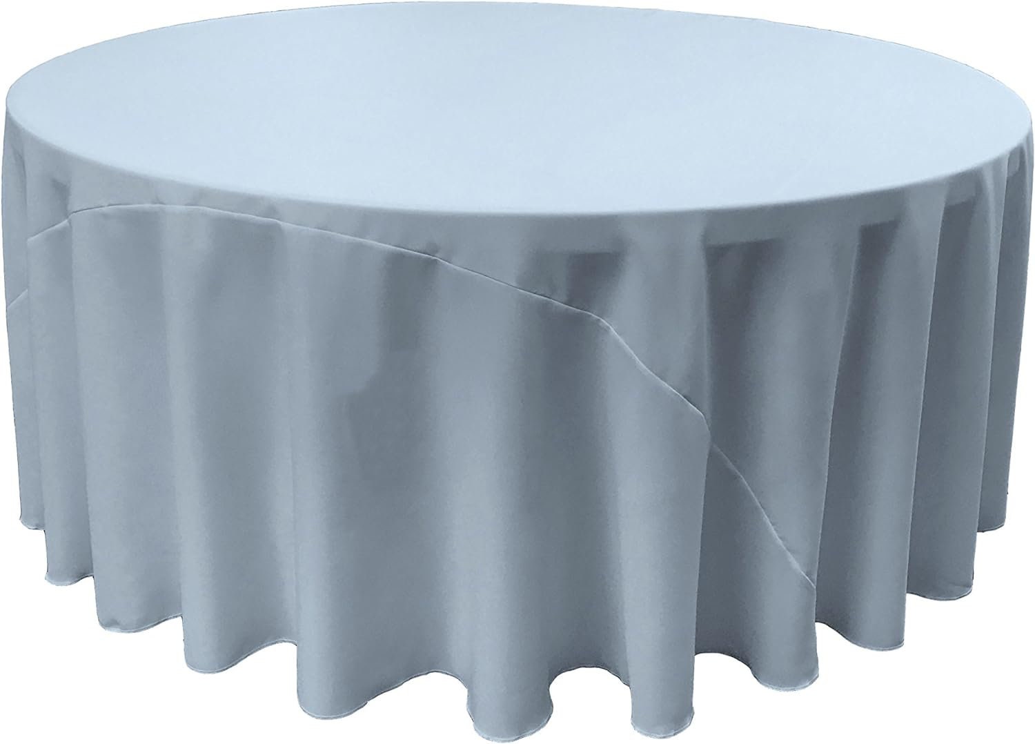 LT BLUE - Polyester Poplin Washable Round Tablecloth, Stain Wrinkle Resistant Table Cover 120", Fabric Table Cloth Dinning, Kitchen, Party