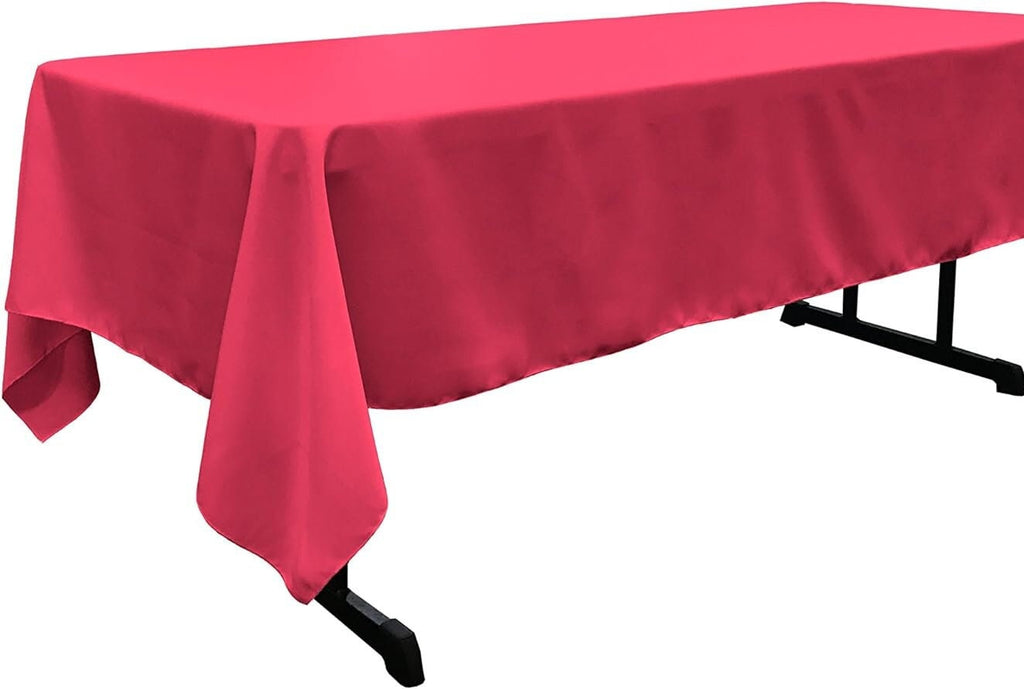 FUCHSIA -Polyester Poplin Washable Rectangular Tablecloth, Stain Wrinkle Resistant Table Cover Fabric Table Cloth for Dinning, Kitchen,Party
