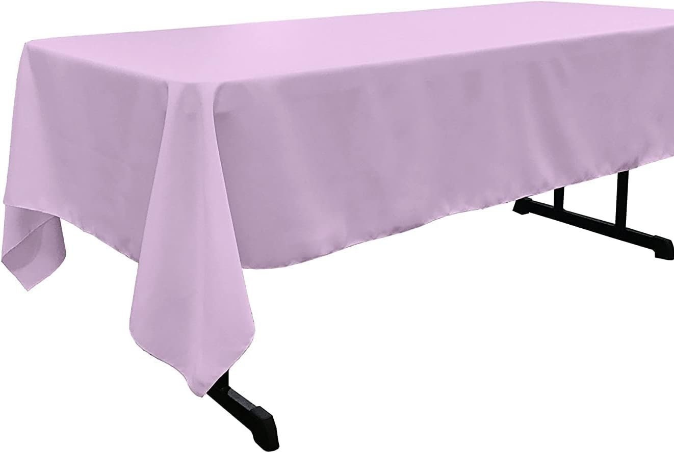 LILAC - Polyester Poplin Washable Rectangular Tablecloth, Stain Wrinkle Resistant Table Cover Fabric Table Cloth for Dinning, Kitchen Party