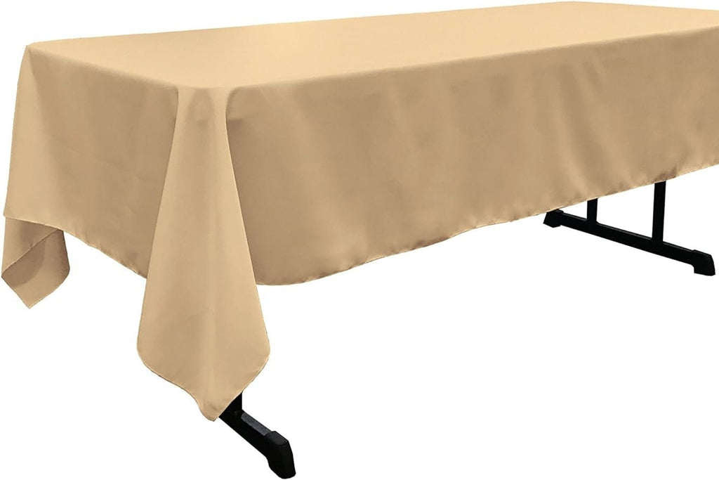 CHAMPAGNE -Polyester Poplin Washable Rectangular Tablecloth, Stain Wrinkle Resistant Table Cover Fabric Cloth for Dinning, Kitchen,Party