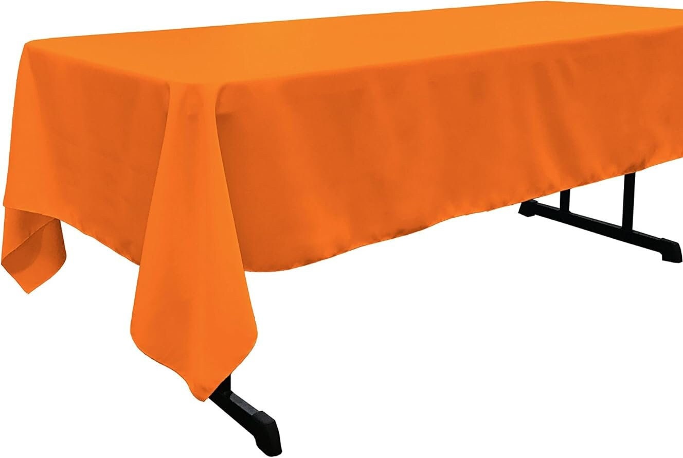 ORANGE - Polyester Poplin Washable Rectangular Tablecloth, Stain Wrinkle Resistant Table Cover Fabric Cloth for Dinning, Kitchen,Party