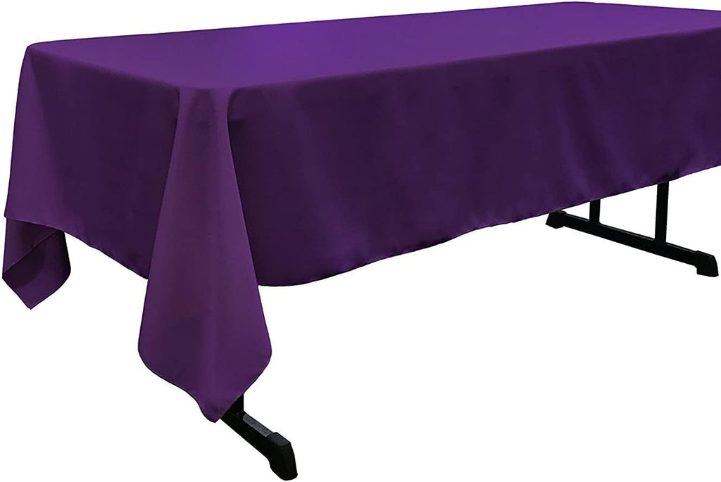PURPLE - Polyester Poplin Washable Rectangular Tablecloth,Stain Wrinkle Resistant Table Cover Fabric Table Cloth for Dinning, Kitchen,Party