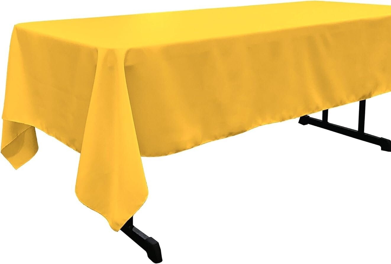 DK YELLOW -Polyester Poplin Washable Rectangular Tablecloth,Stain Wrinkle Resistant Table Cover Fabric Table Cloth Dinning, Kitchen,Party