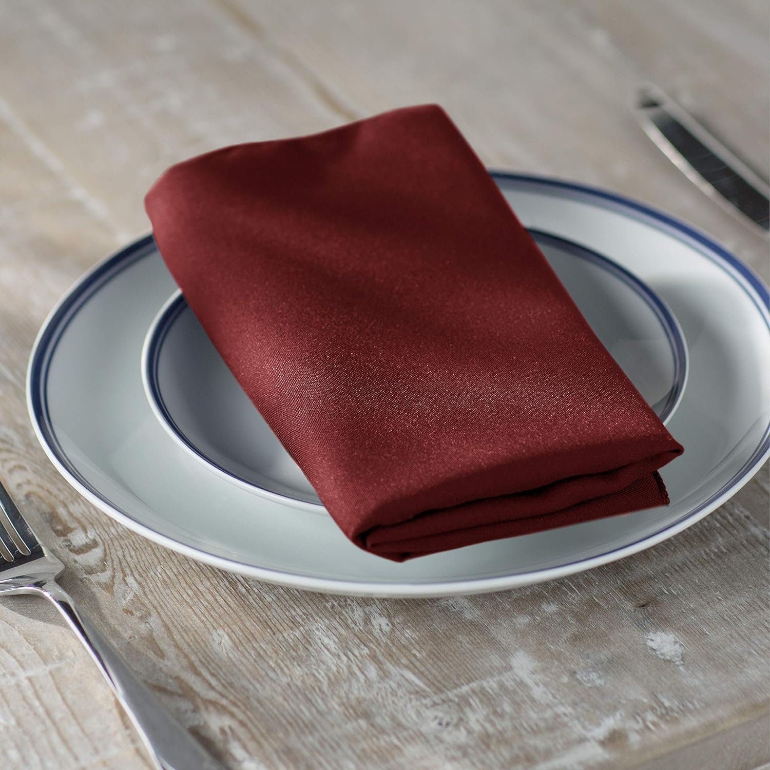 BURGUNDY - Poly Poplin Napkin - 18" X 18" - Cloth Napkins, Washable Reusable Napkins,Wrinkle Resistance Napkins for Dinner, Wedding, Parties