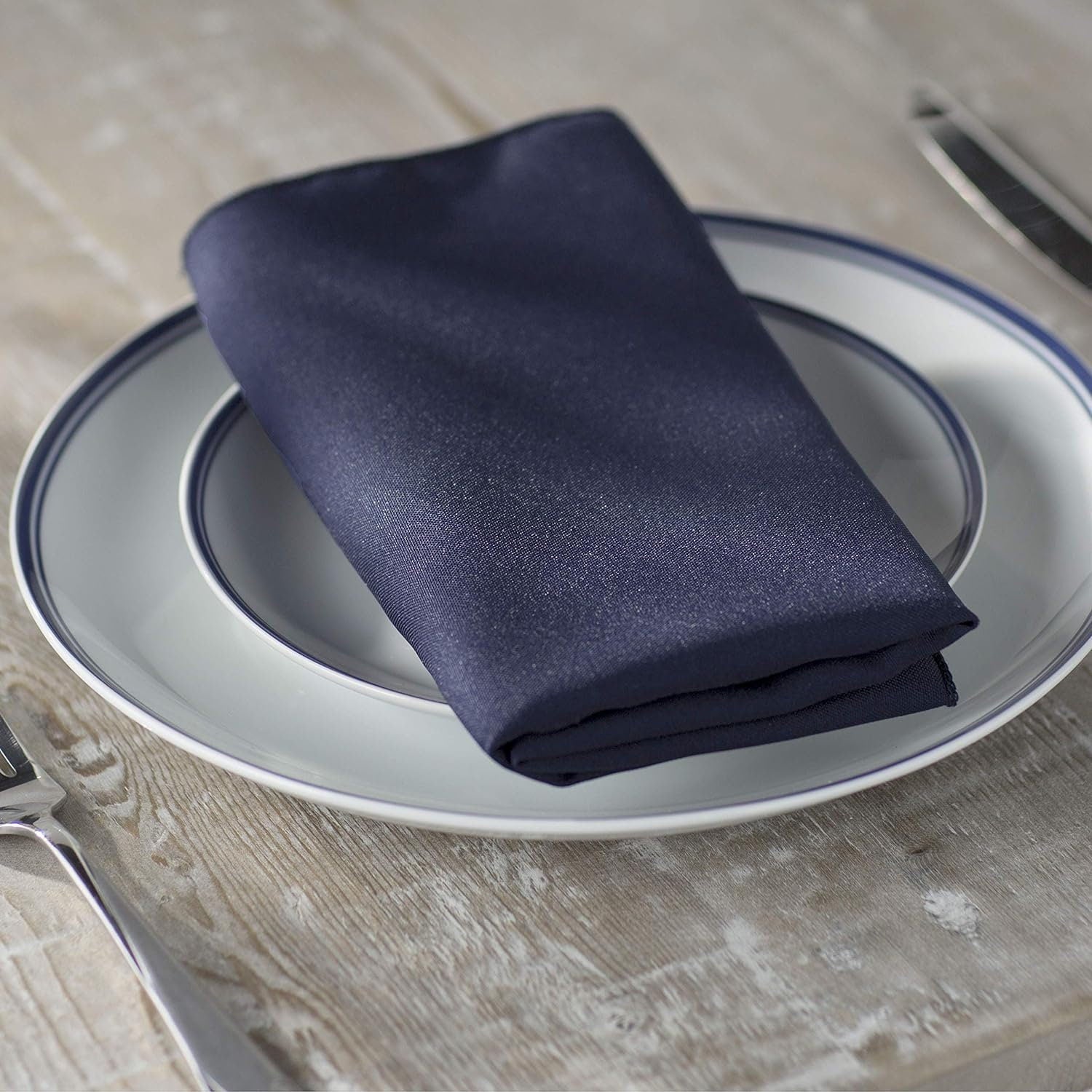 NAVY - Poly Poplin Napkin - 18" X 18" - Cloth Napkins, Washable Reusable Napkins Wrinkle Resistance Napkins for Dinner, Wedding,Parties