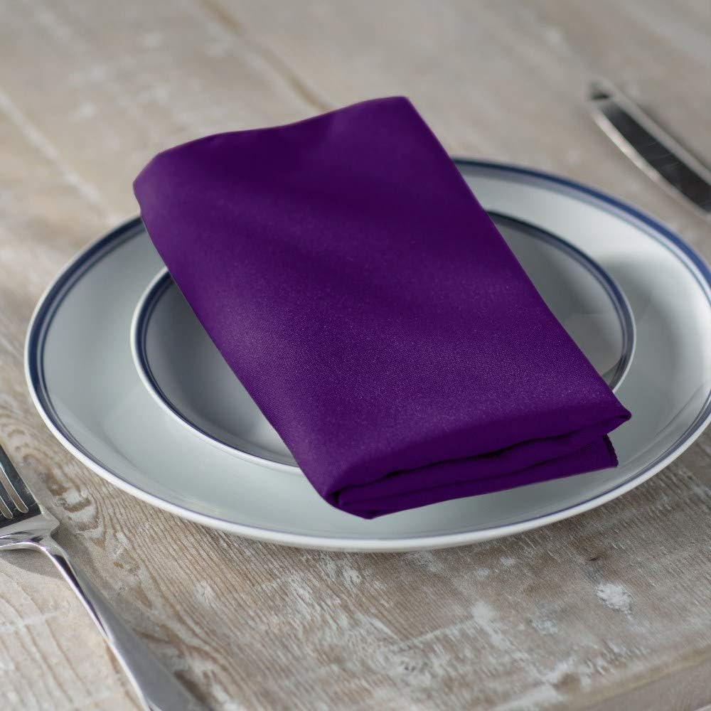 PURPLE - Poly Poplin Napkin - 18" X 18" - Cloth Napkins, Washable Reusable Napkins Wrinkle Resistance Napkins for Dinner, Wedding,Parties