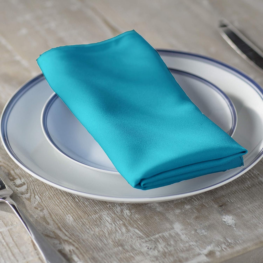 TURQUOISE - Poly Poplin Napkin - 18" X 18" - Cloth Napkins, Washable Reusable Napkins Wrinkle Resistance Napkins for Dinner, Wedding,Parties