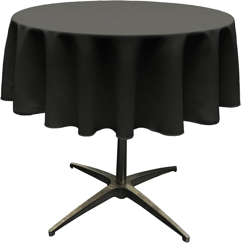 BLACK - Polyester Poplin Washable Round Tablecloth, Wrinkle Resistant Table Cover Fabric Table Cloth for Dinning, Kitchen, Party, Holiday
