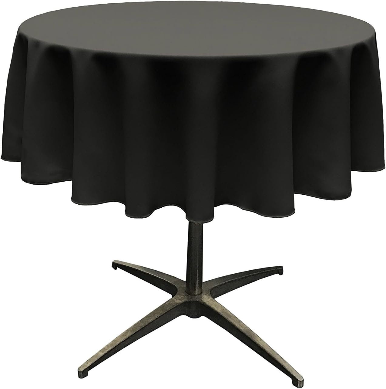 BLACK - Polyester Poplin Washable Round Tablecloth, Wrinkle Resistant Table Cover Fabric Table Cloth for Dinning, Kitchen, Party, Holiday