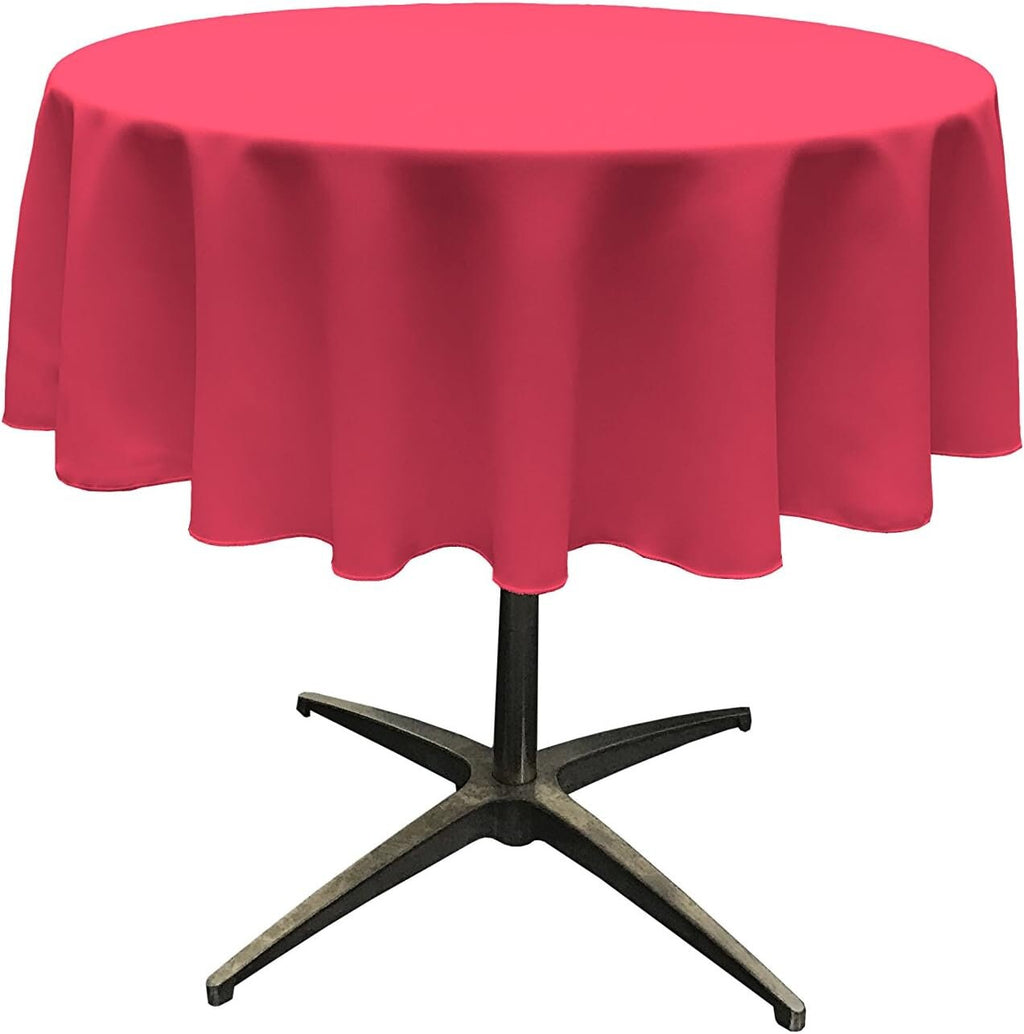 FUCHSIA - Polyester Poplin Washable Round Tablecloth, Wrinkle Resistant Table Cover Fabric Table Cloth for Dinning, Kitchen, Party, Holiday
