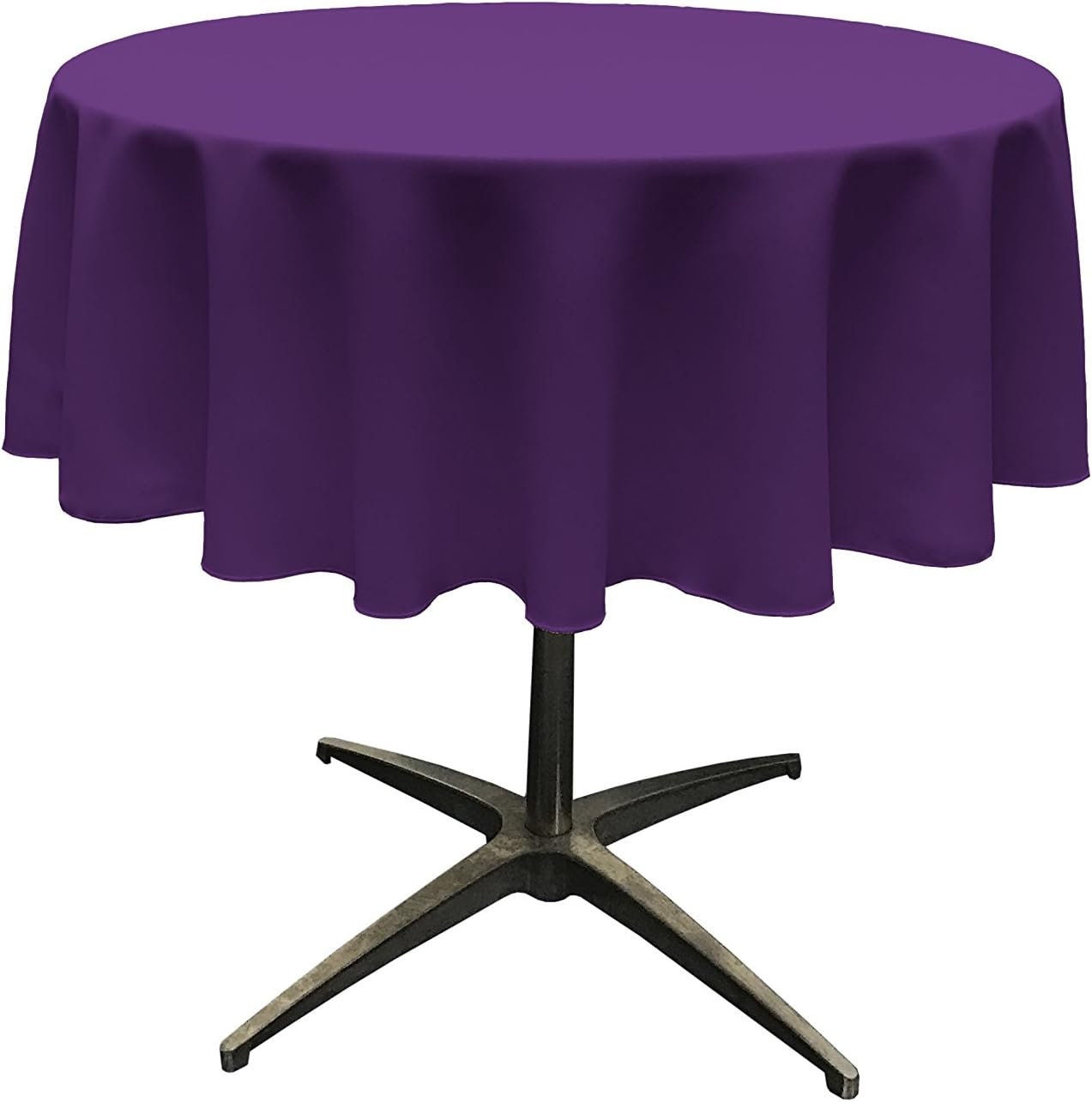 PURPLE - Polyester Poplin Washable Round Tablecloth, Wrinkle Resistant Table Cover Fabric Table Cloth for Dinning, Kitchen, Party,Holiday