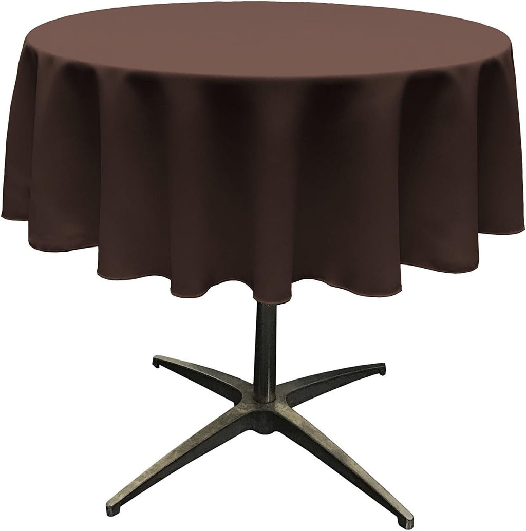 BROWN - Polyester Poplin Washable Round Tablecloth, Wrinkle Resistant Table Cover Fabric Table Cloth for Dinning, Kitchen, Party, Holiday