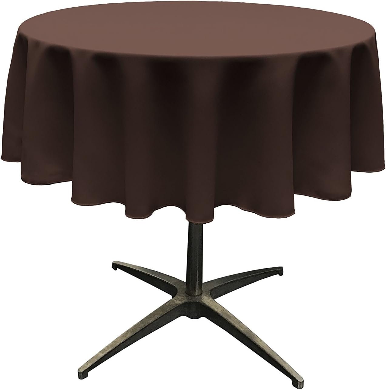 BROWN - Polyester Poplin Washable Round Tablecloth, Wrinkle Resistant Table Cover Fabric Table Cloth for Dinning, Kitchen, Party, Holiday