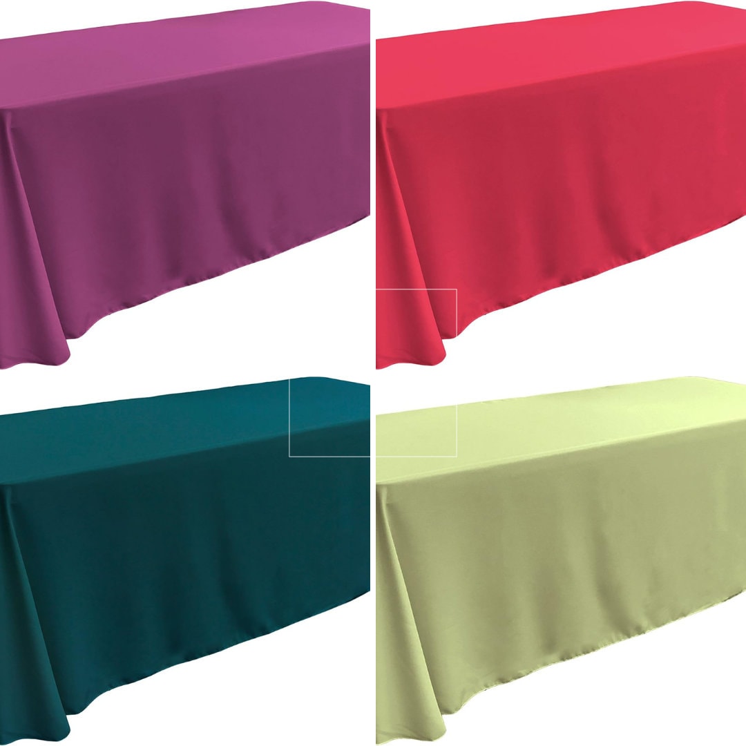 90" x 120" Polyester Poplin Washable Rectangular Tablecloth, Table Cover Fabric Cloth for Dinning, Kitchen, Party. 27 Colors Available