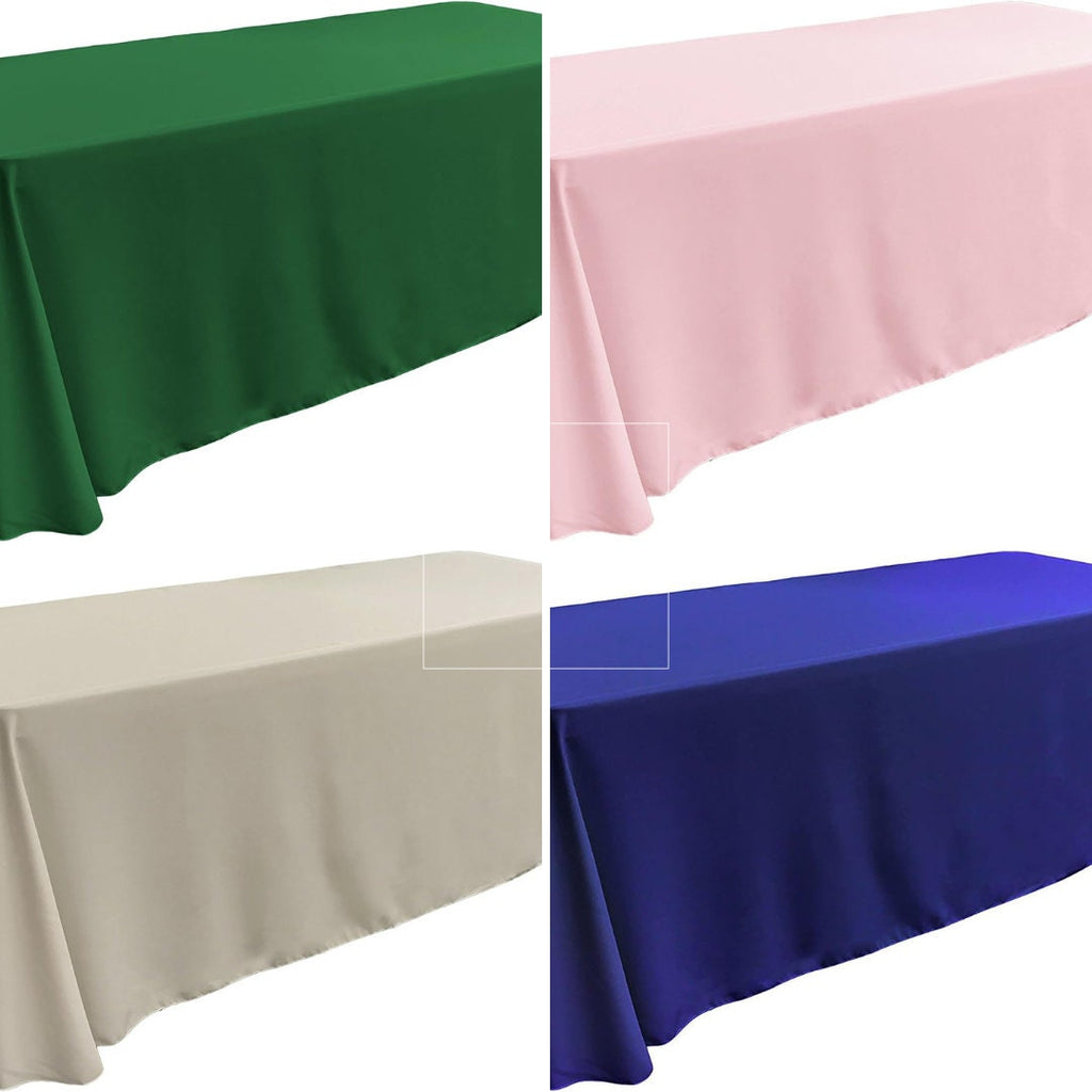90" x 132" Polyester Poplin Washable Rectangular Tablecloth, Table Cover Fabric Cloth for Dinning, Kitchen, Party. 27 Colors Available