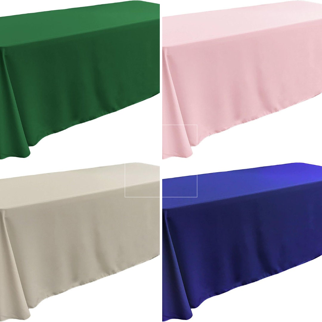 90" x 132" Polyester Poplin Washable Rectangular Tablecloth, Table Cover Fabric Cloth for Dinning, Kitchen, Party. 27 Colors Available