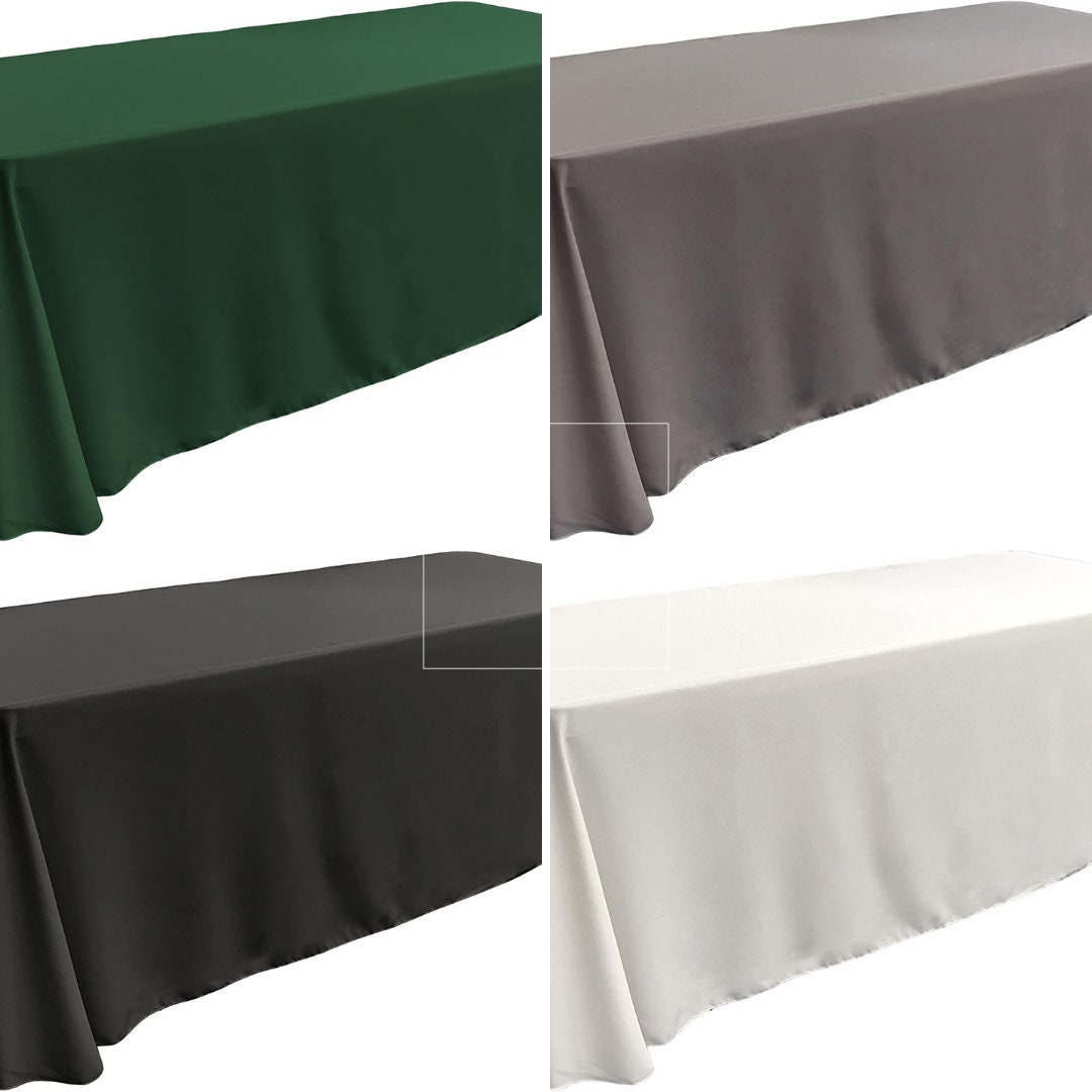 90" x 132" Polyester Poplin Washable Rectangular Tablecloth, Table Cover Fabric Cloth for Dinning, Kitchen, Party. 27 Colors Available