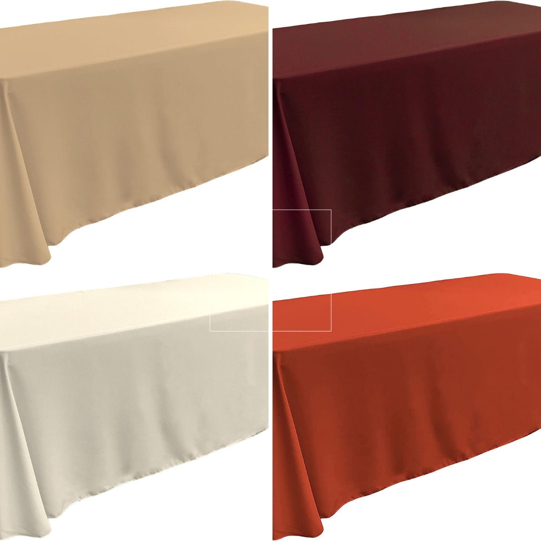90" x 132" Polyester Poplin Washable Rectangular Tablecloth, Table Cover Fabric Cloth for Dinning, Kitchen, Party. 27 Colors Available