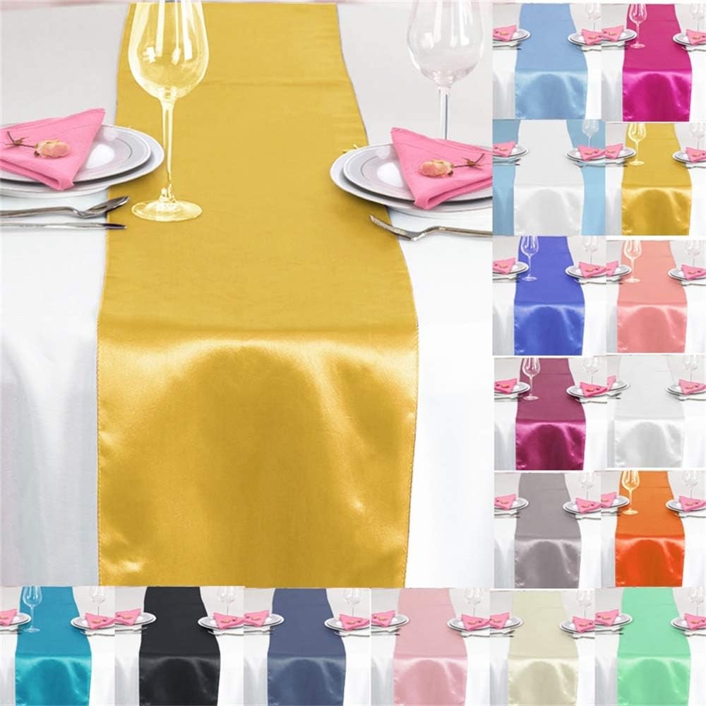 SATIN - 14" Wide Wedding & Party Decoration Solid Satin Table Runner ( 14" Wide x 90" Long) 12 Colors Available