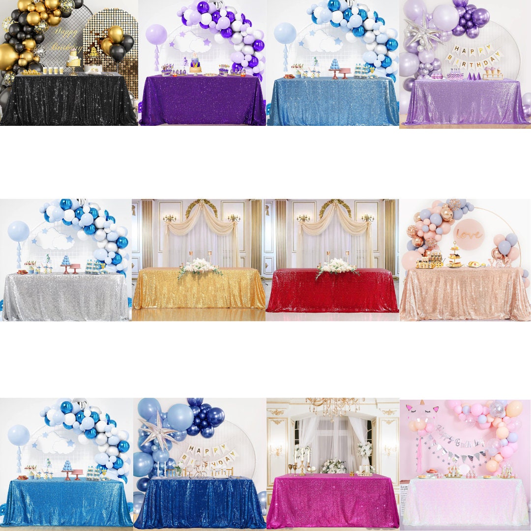 SEQUIN - Sequin Tablecloth - Table Overlay Rainbow Table Cloths With Seams tablecloth Sparkly Wedding Party Decorations. 16 Colors Available