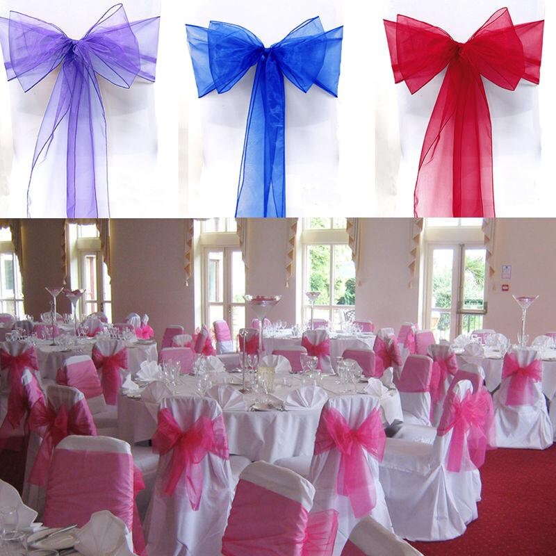 ROYAL BLU - Chair Sashes Bows for Wedding Reception Event Banquets Chair Decoration, Dinning Chair Cover Sash Ribbon Tie Back Party Supplies