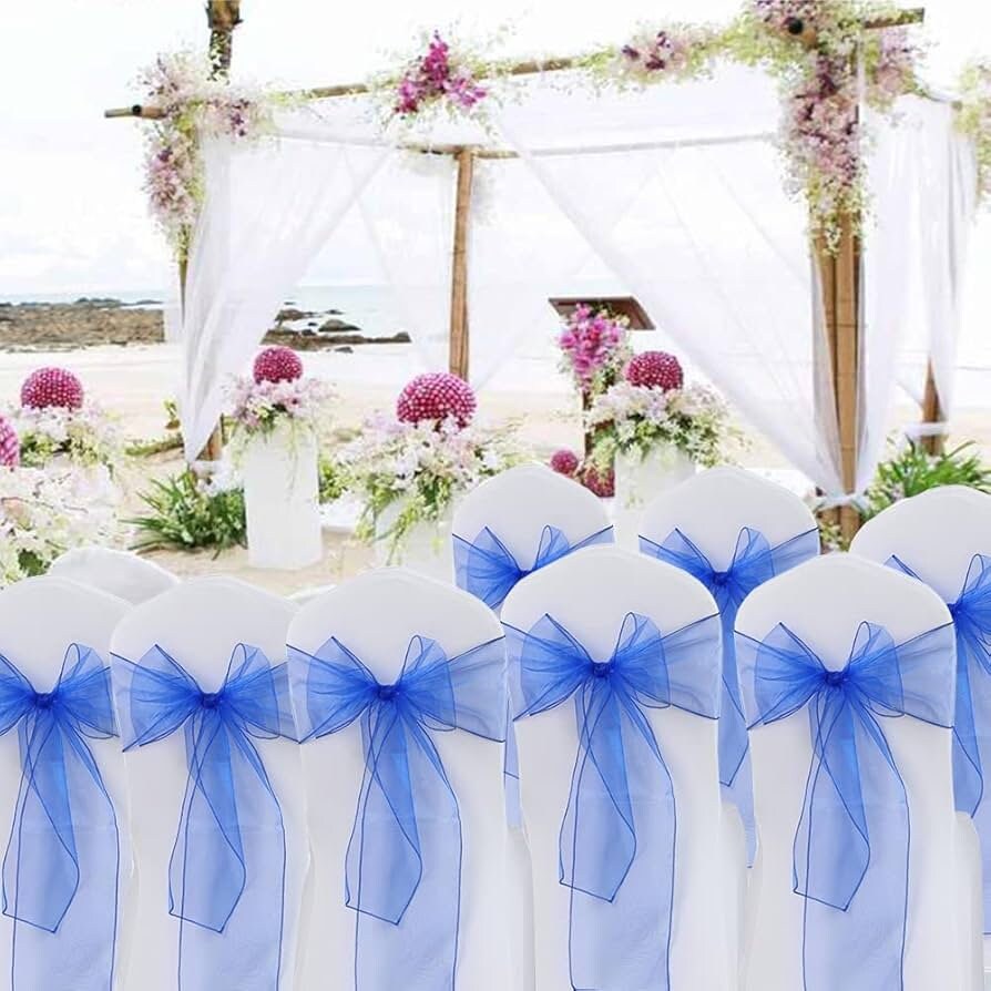 RED - Chair Sashes Bows for Wedding Reception Event Banquets Chair Decoration, Dinning Chair Cover Sash Ribbon Tie Back Party Supplies