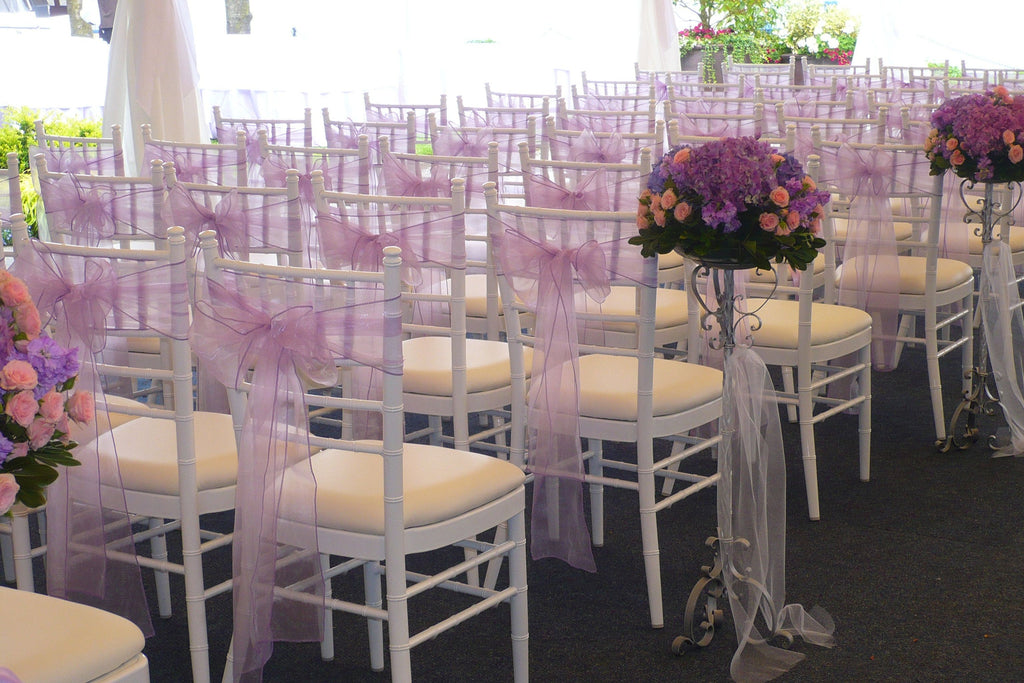 PURPLE - Chair Sashes Bows for Wedding Reception Event Banquets Chair Decoration, Dinning Chair Cover Sash Ribbon Tie Back Party Supplies