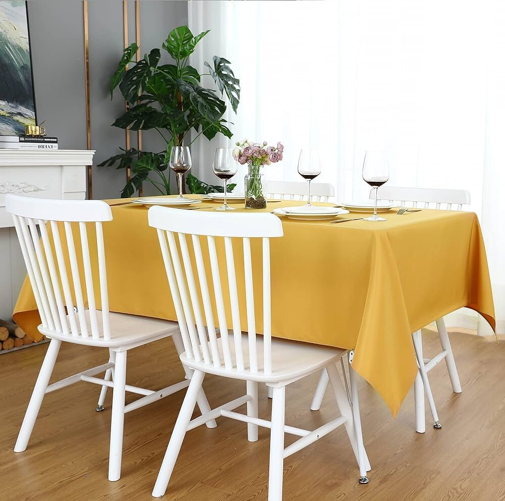 LT PINK -Polyester Poplin Washable Rectangular Tablecloth, Stain Wrinkle Resistant Table Cover Fabric Table Cloth for Dinning, Kitchen,Party