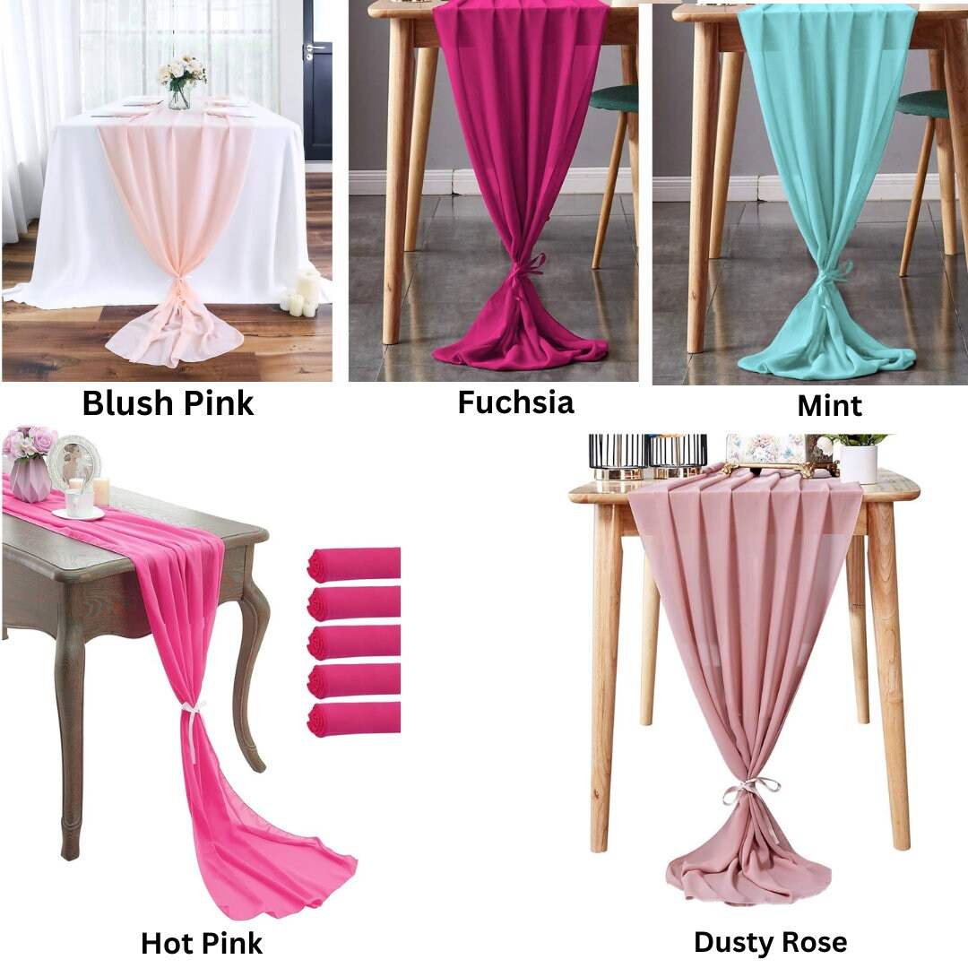 Chiffon Table Runner 29 x 108 inch Perfect for Party Sweetest Day Wedding Anniversary Decorations Valentines Day Runners .5 Colors Available