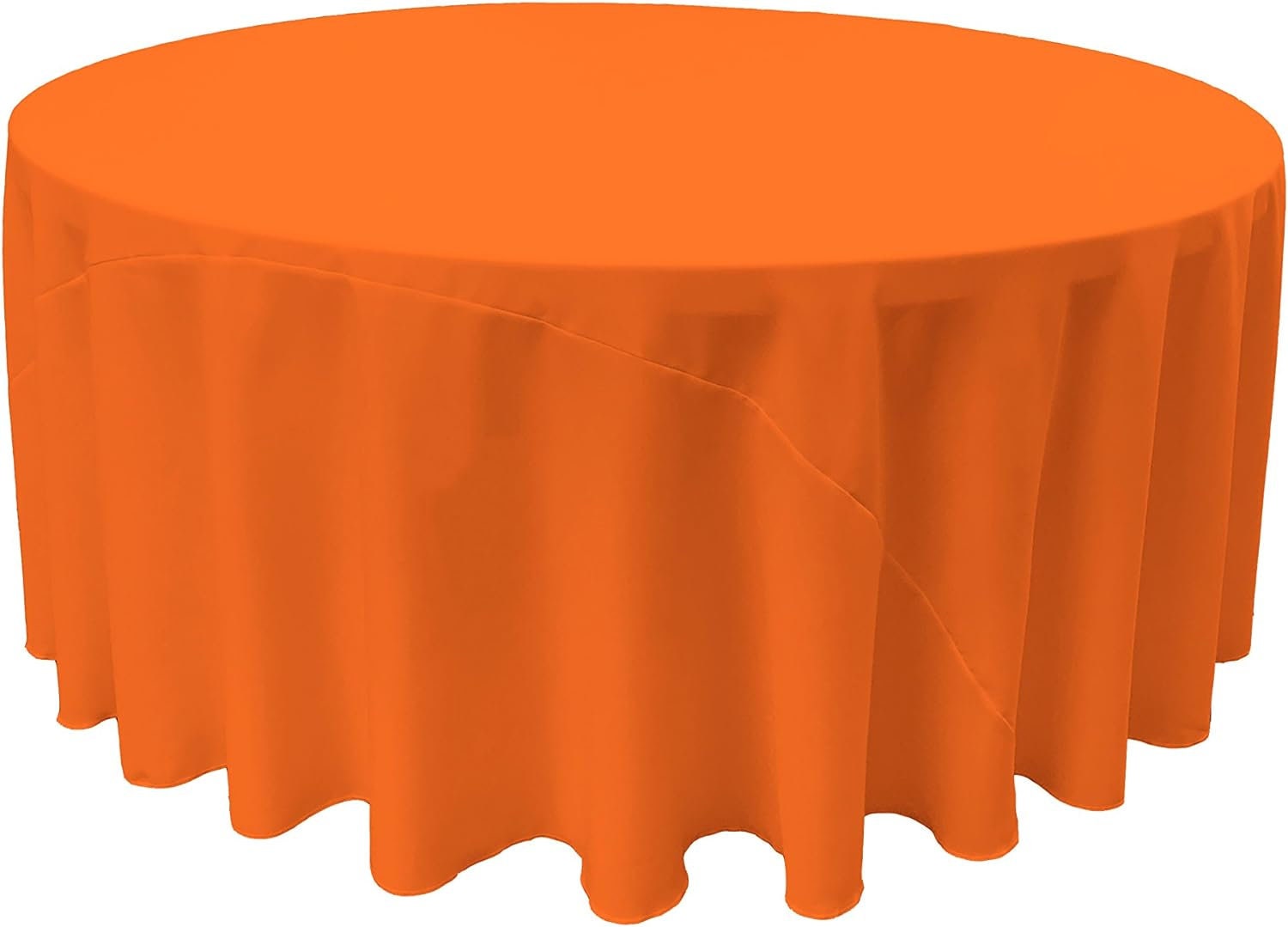 ORANGE - Polyester Poplin Washable Round Tablecloth, Stain Wrinkle Resistant Table Cover 120", Fabric Table Cloth Dinning, Kitchen, Party