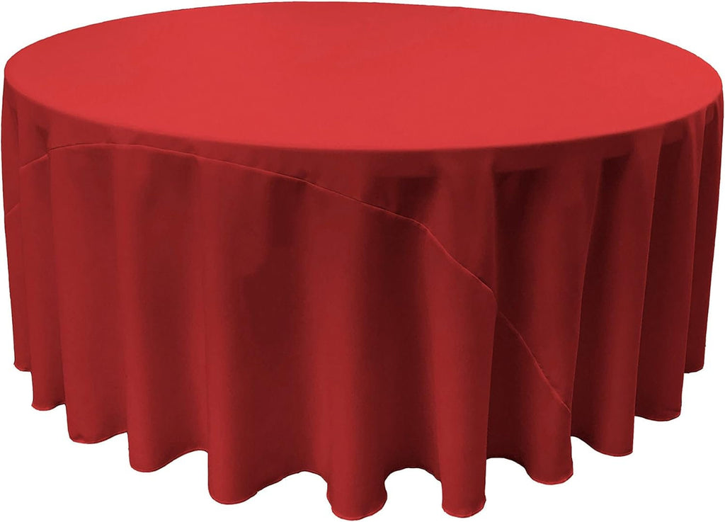 RED - Polyester Poplin Washable Round Tablecloth, Stain Wrinkle Resistant Table Cover 120", Fabric Table Cloth Dinning, Kitchen, Party