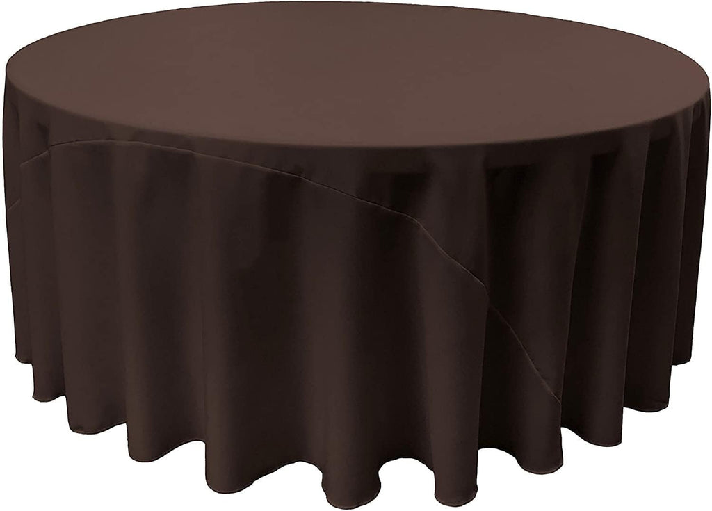 BROWN - Polyester Poplin Washable Round Tablecloth, Stain Wrinkle Resistant Table Cover 120", Fabric Table Cloth Dinning, Kitchen, Party
