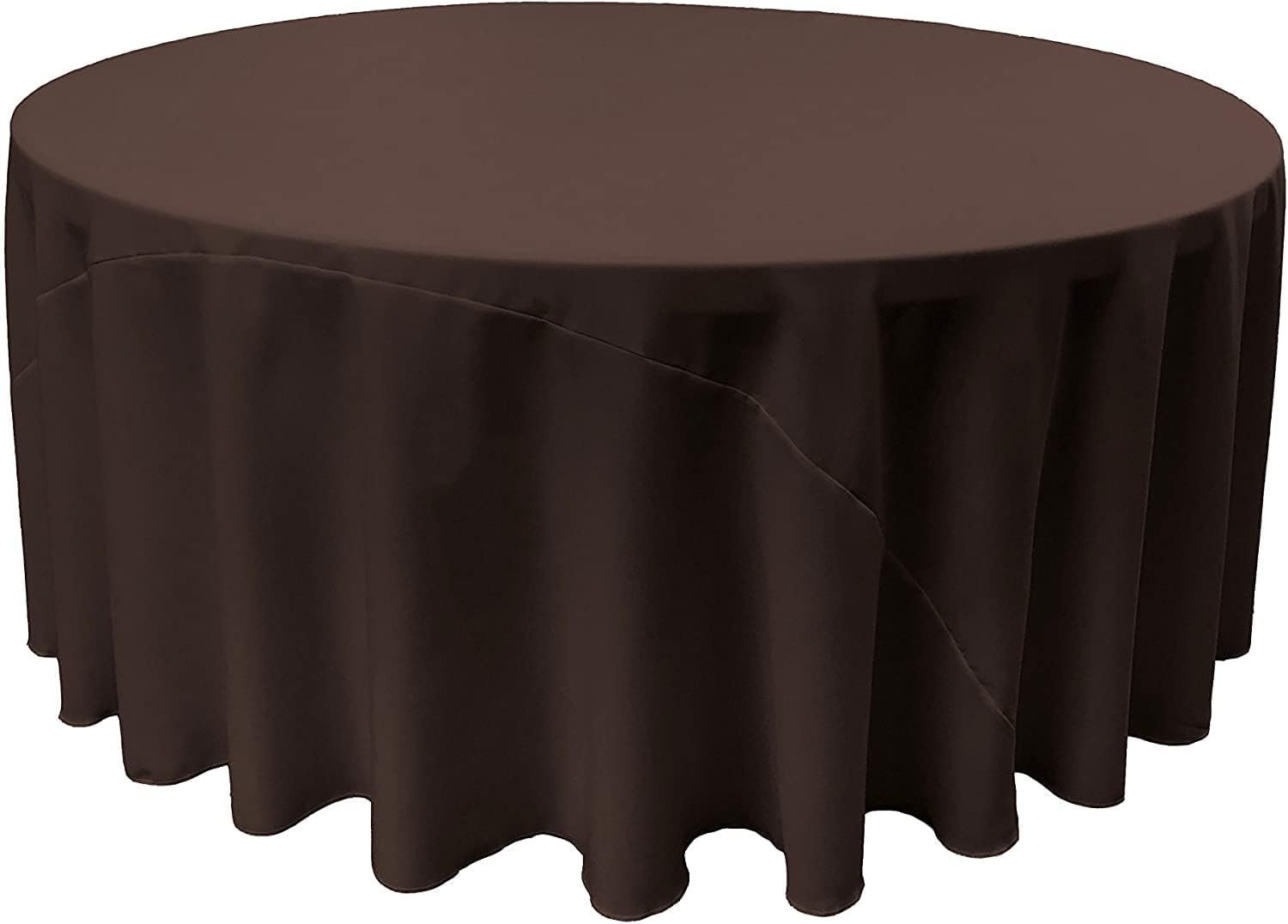 BROWN - Polyester Poplin Washable Round Tablecloth, Stain Wrinkle Resistant Table Cover 120", Fabric Table Cloth Dinning, Kitchen, Party