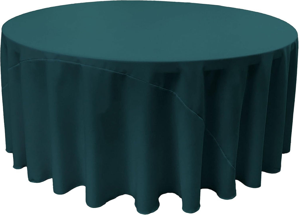 TEAL - Polyester Poplin Washable Round Tablecloth, Stain Wrinkle Resistant Table Cover 120", Fabric Table Cloth Dinning, Kitchen, Party