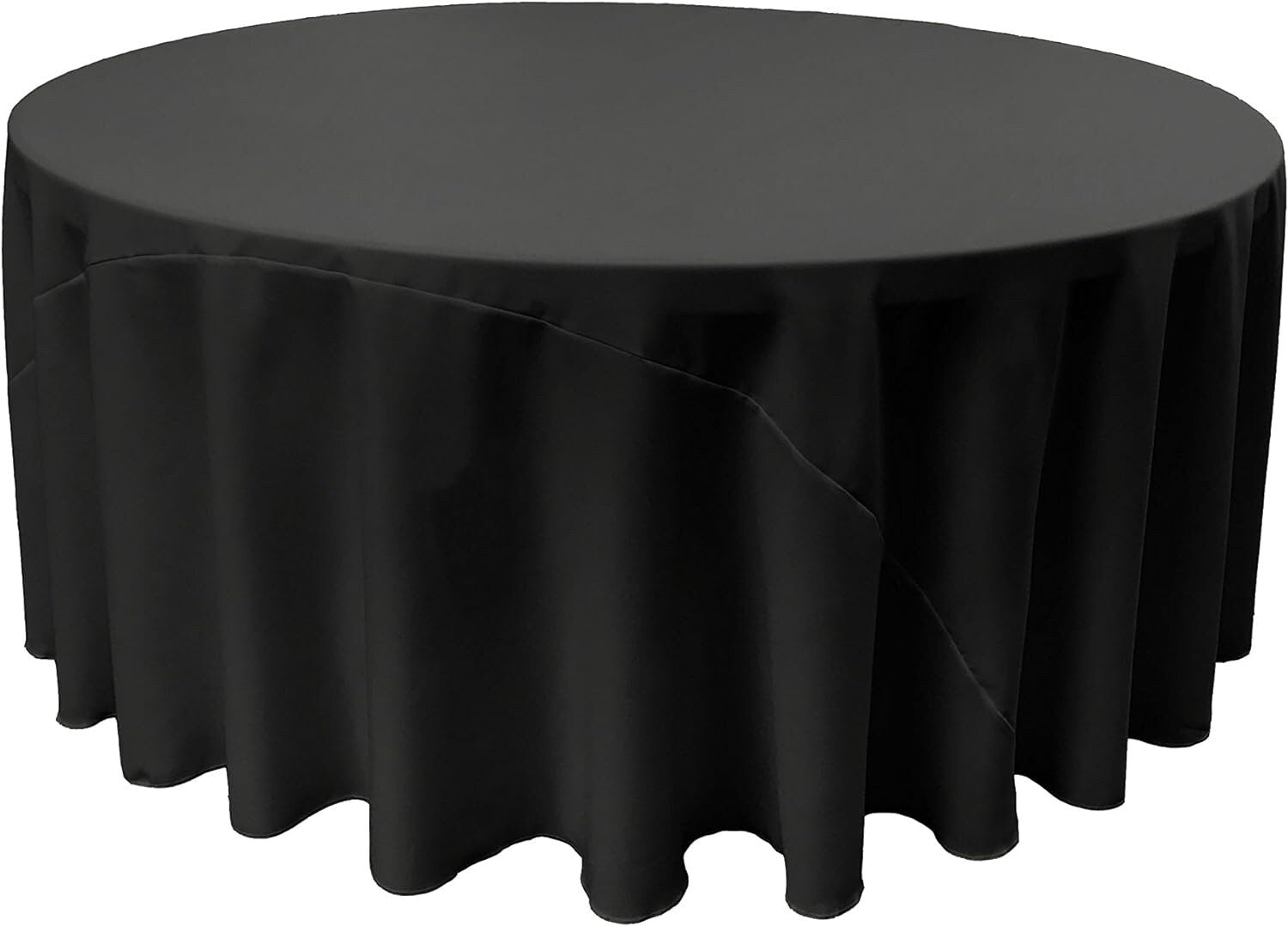 BLACK - Polyester Poplin Washable Round Tablecloth, Stain Wrinkle Resistant Table Cover 132", Fabric Table Cloth Dinning, Kitchen, Party