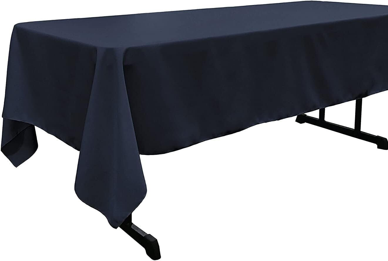 NAVY -Polyester Poplin Washable Rectangular Tablecloth, Stain Wrinkle Resistant Table Cover Fabric Table Cloth for Dinning, Kitchen,Party