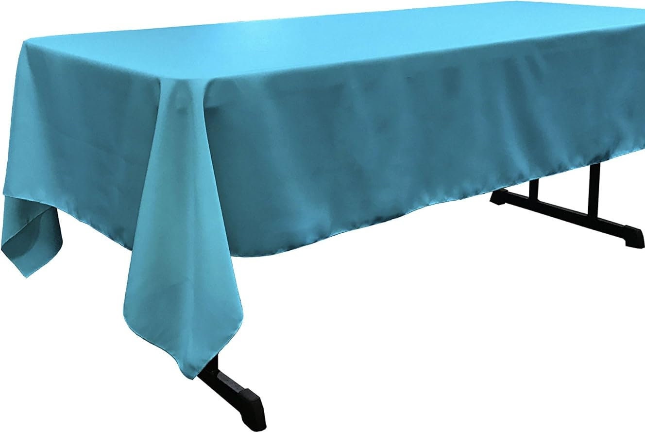 TURQUOISE Polyester Poplin Washable Rectangular Tablecloth,Stain Wrinkle Resistant Table Cover Fabric Table Cloth for Dinning, Kitchen,Party