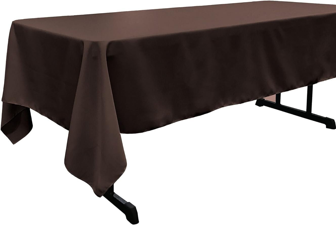 BROWN -Polyester Poplin Washable Rectangular Tablecloth,Stain Wrinkle Resistant Table Cover Fabric Table Cloth for Dinning, Kitchen,Party