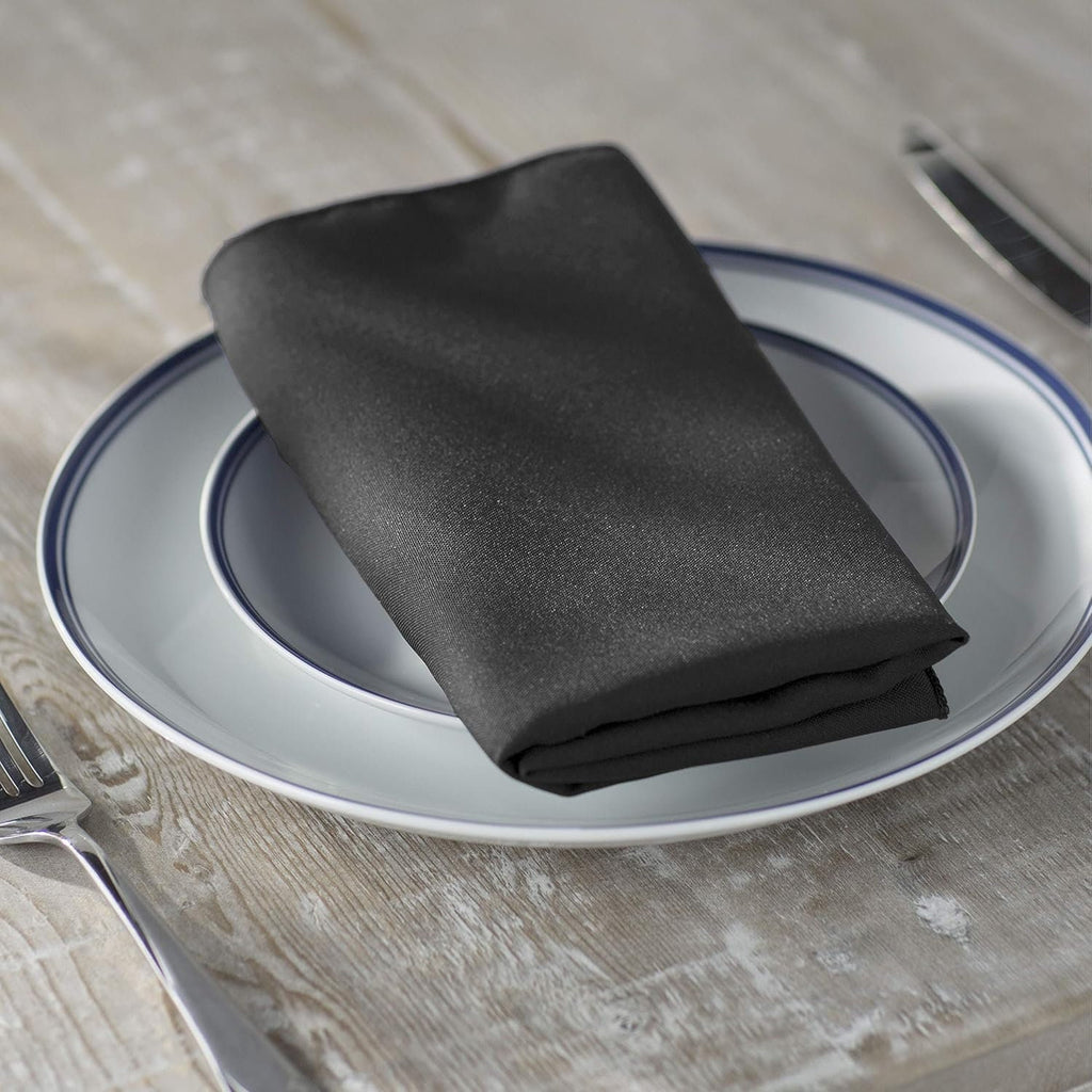 BLACK - Poly Poplin Napkin - 18" X 18" - Cloth Napkins, Washable Reusable Napkins, Wrinkle Resistance Napkins for Dinner, Wedding, Parties