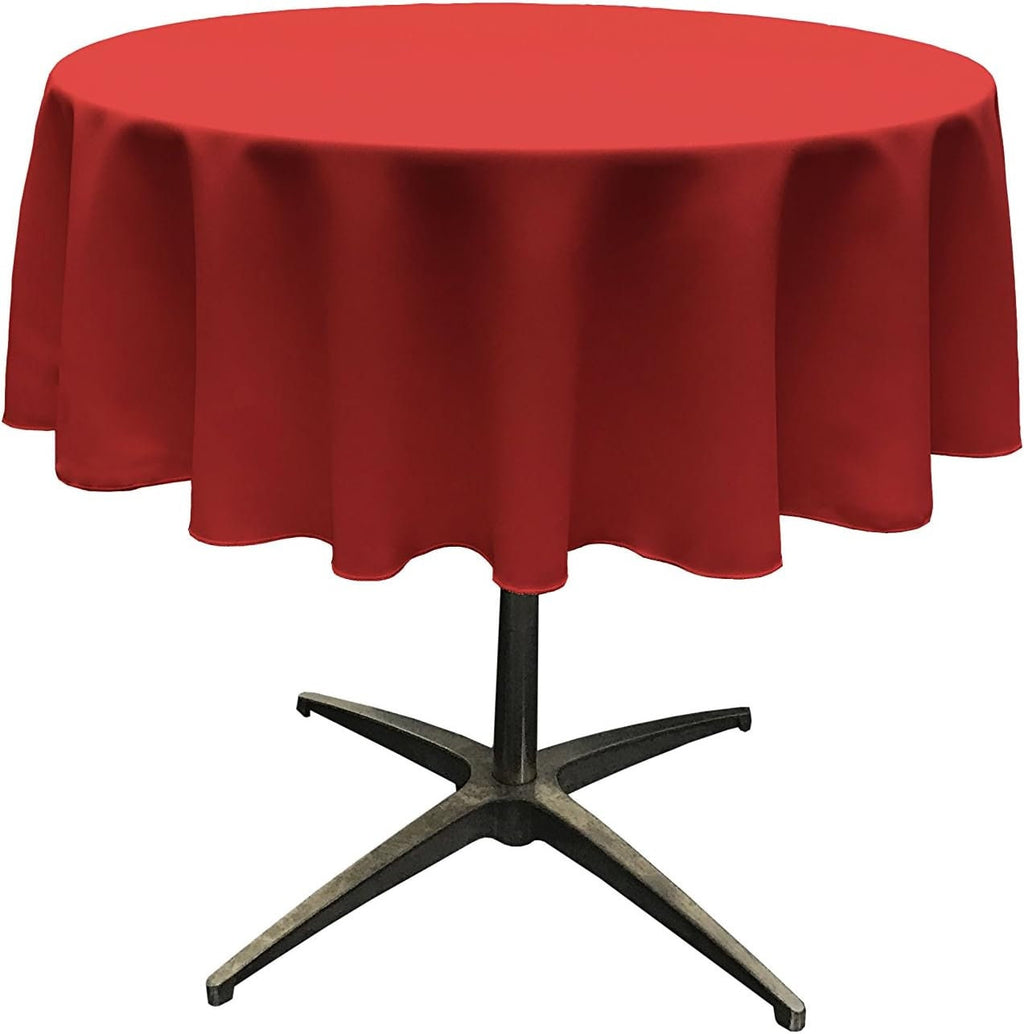 RED - Polyester Poplin Washable Round Tablecloth, Wrinkle Resistant Table Cover Fabric Table Cloth for Dinning, Kitchen, Party, Holiday