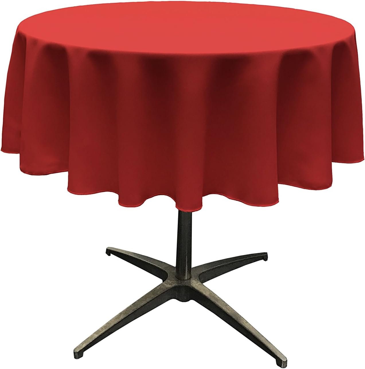 RED - Polyester Poplin Washable Round Tablecloth, Wrinkle Resistant Table Cover Fabric Table Cloth for Dinning, Kitchen, Party, Holiday
