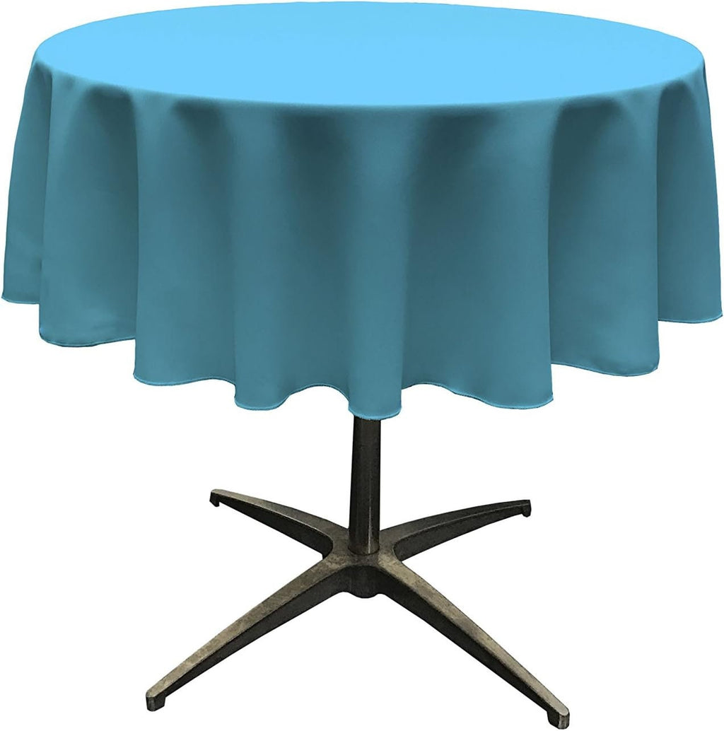 TURQUOISE - Polyester Poplin Washable Round Tablecloth, Wrinkle Resistant Table Cover Fabric Table Cloth for Dinning, Kitchen, Party,Holiday