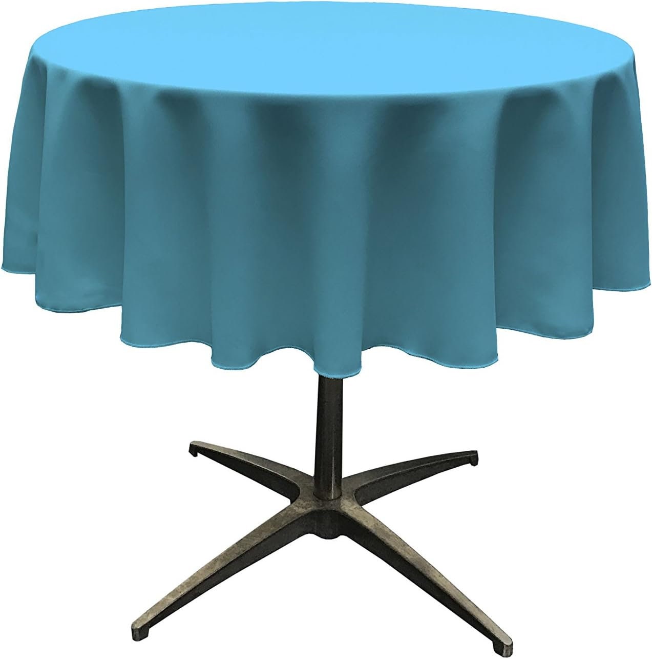 TURQUOISE - Polyester Poplin Washable Round Tablecloth, Wrinkle Resistant Table Cover Fabric Table Cloth for Dinning, Kitchen, Party,Holiday